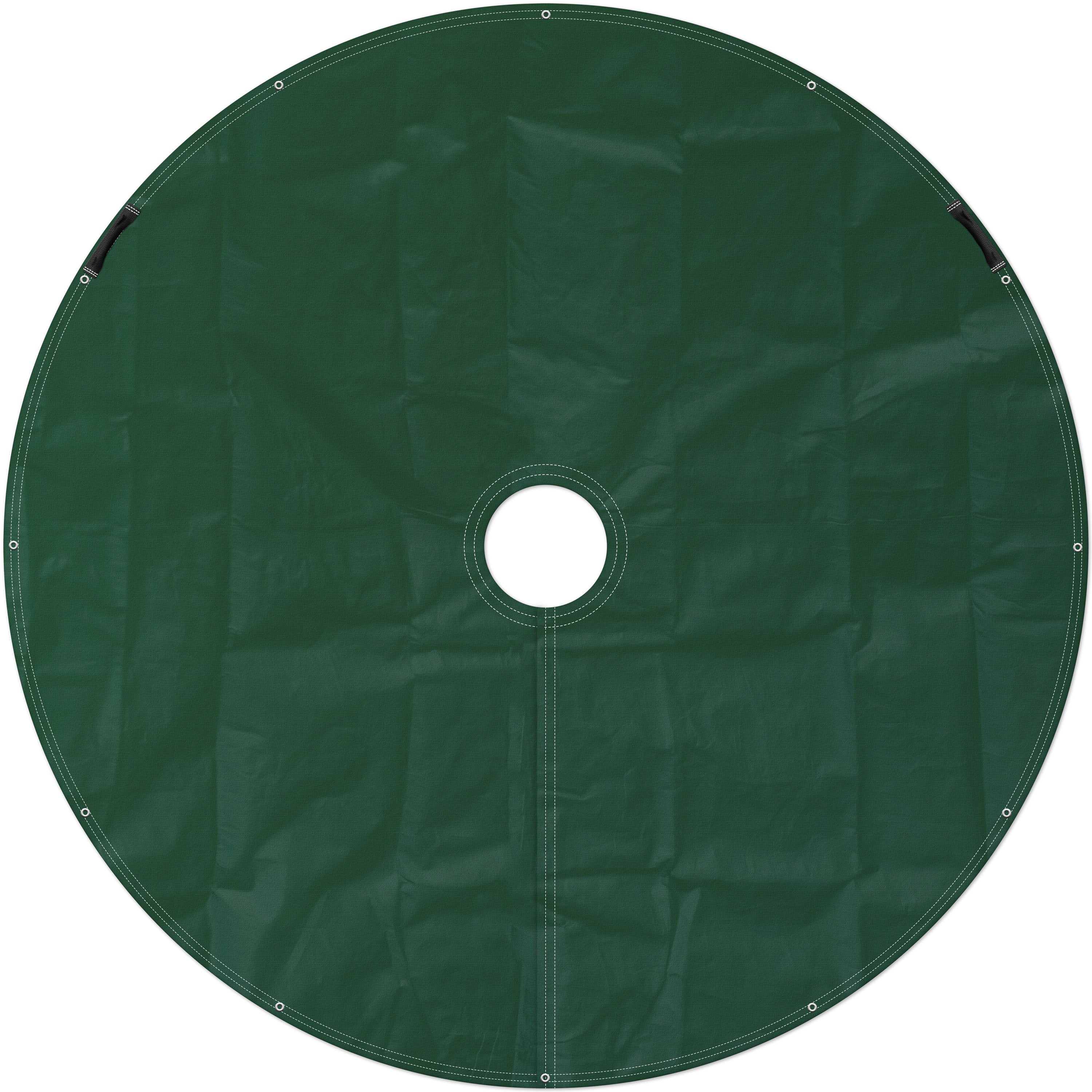 Clear-Cut circular landscape tarp wrapped around shrub base