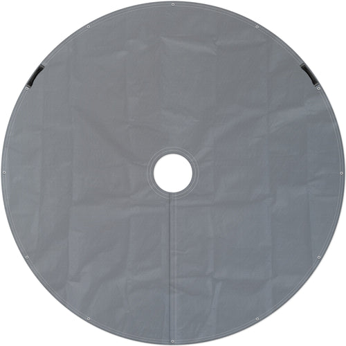 Clear-Cut circular landscape tarp wrapped around shrub base